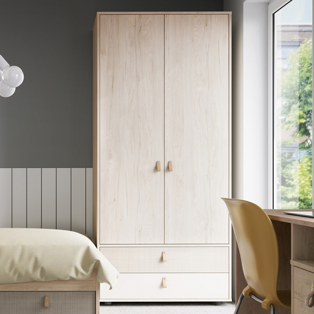 Florence Denim 2 Doors 2 Drawers Light Walnut Cashmere Wardrobe Image 1