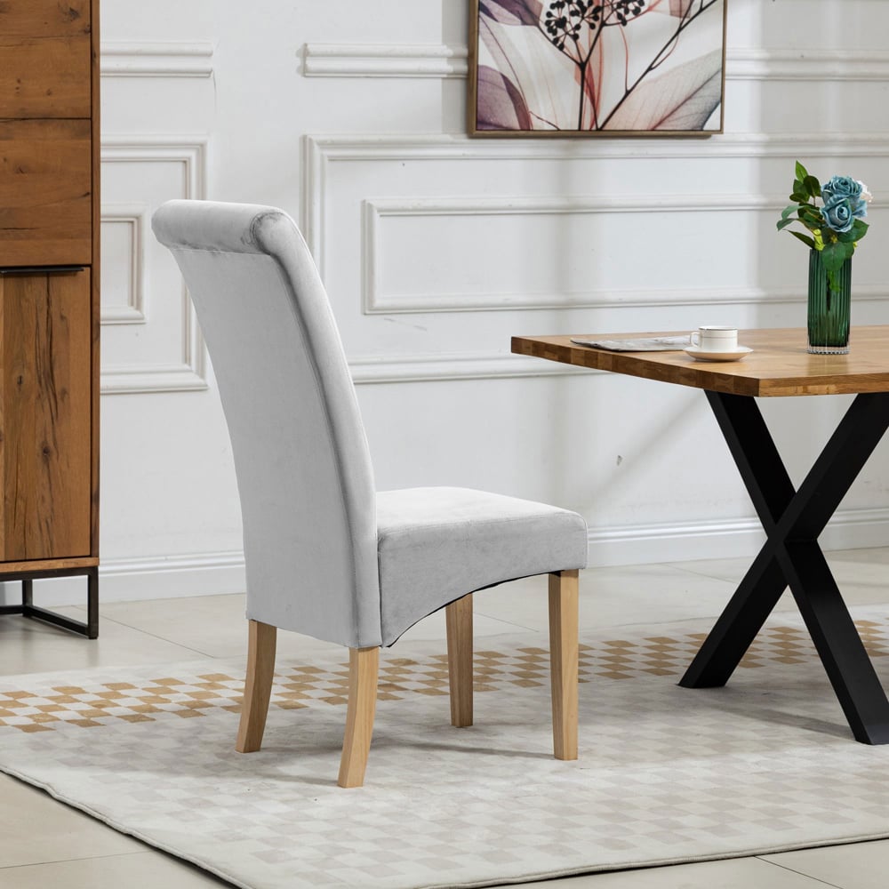 Artemis Home Rimini Set of 2 Silver Velvet Fabric Dining Chairs Image 5