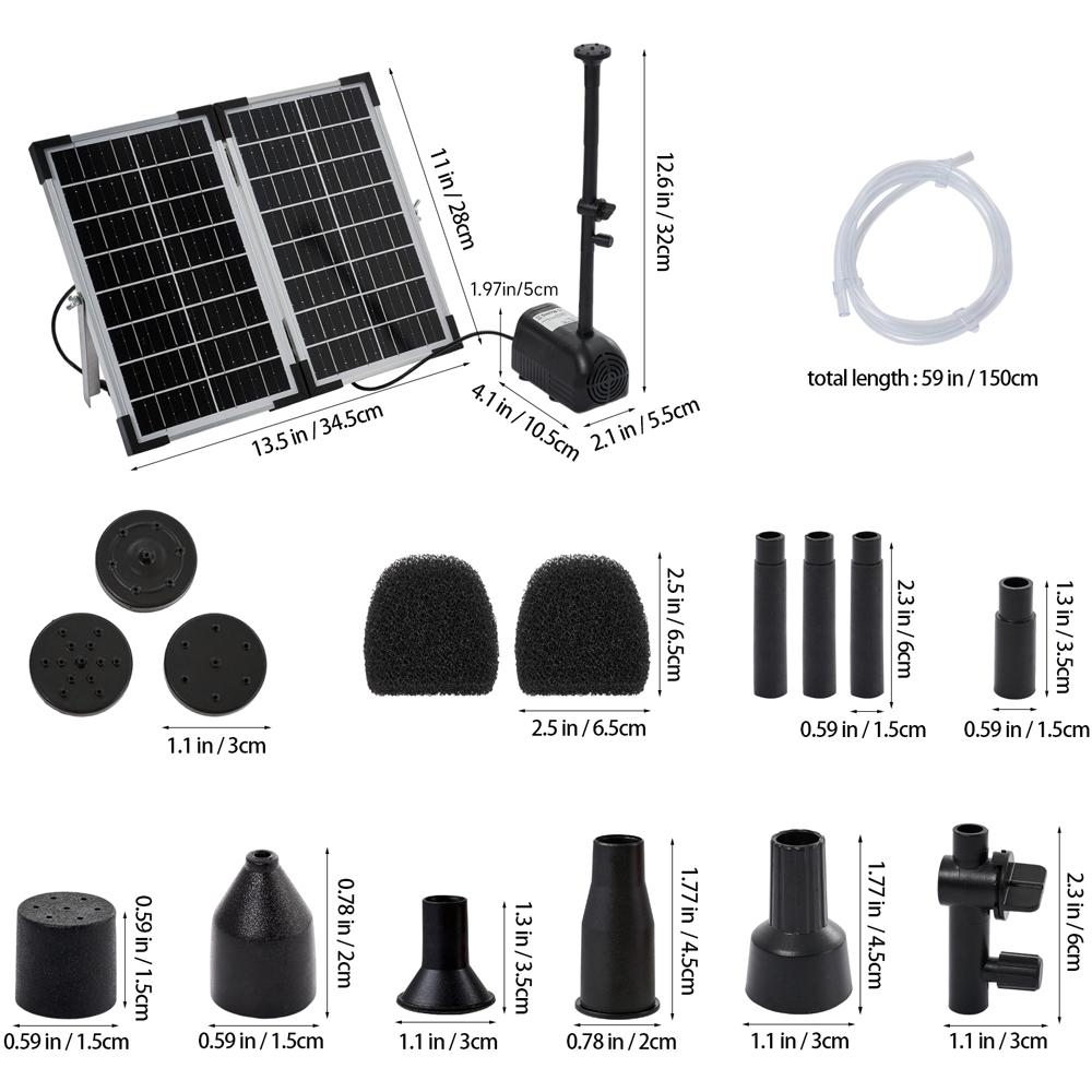 Living and Home 20W Solar-Powered Fountain Water Pump Kit Image 7