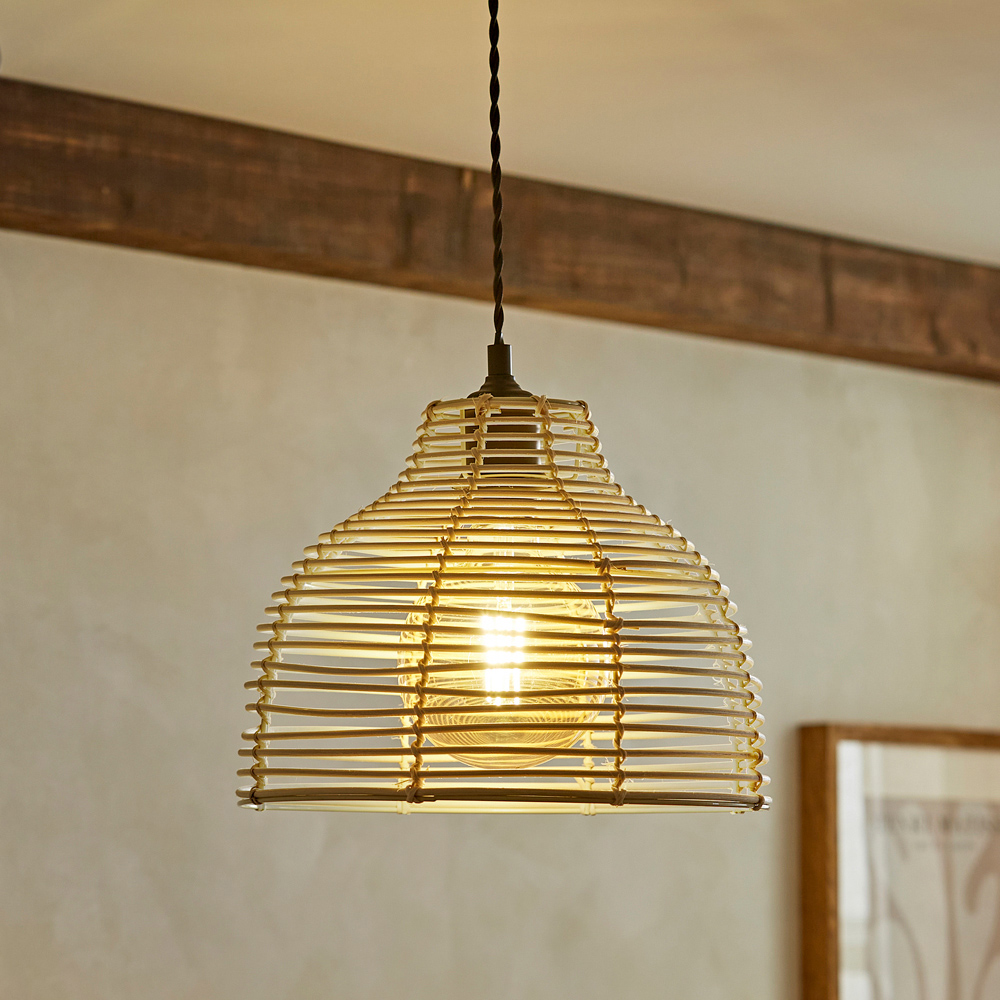 ValueLights Lobster Pot Cream Basket Weave Easy Fit Ceiling Light Shade 31cm Image 2