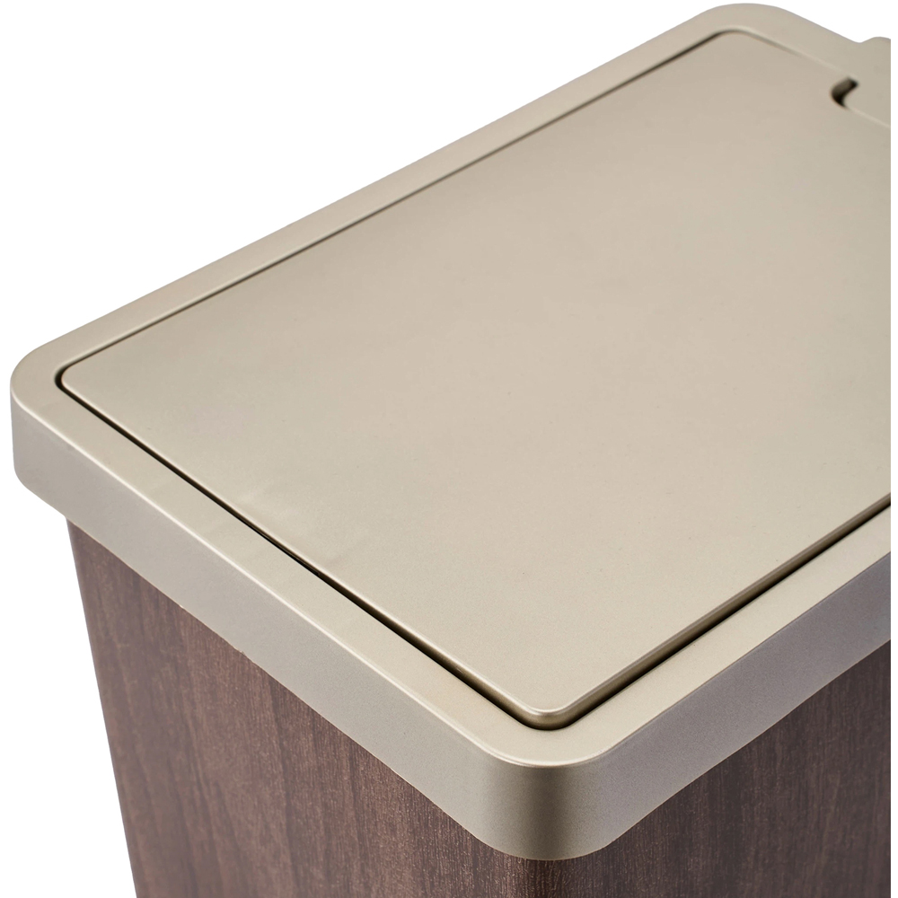Living and Home Wood Grain Rubbish Bin with Foot Pedal Lid 12L Image 4