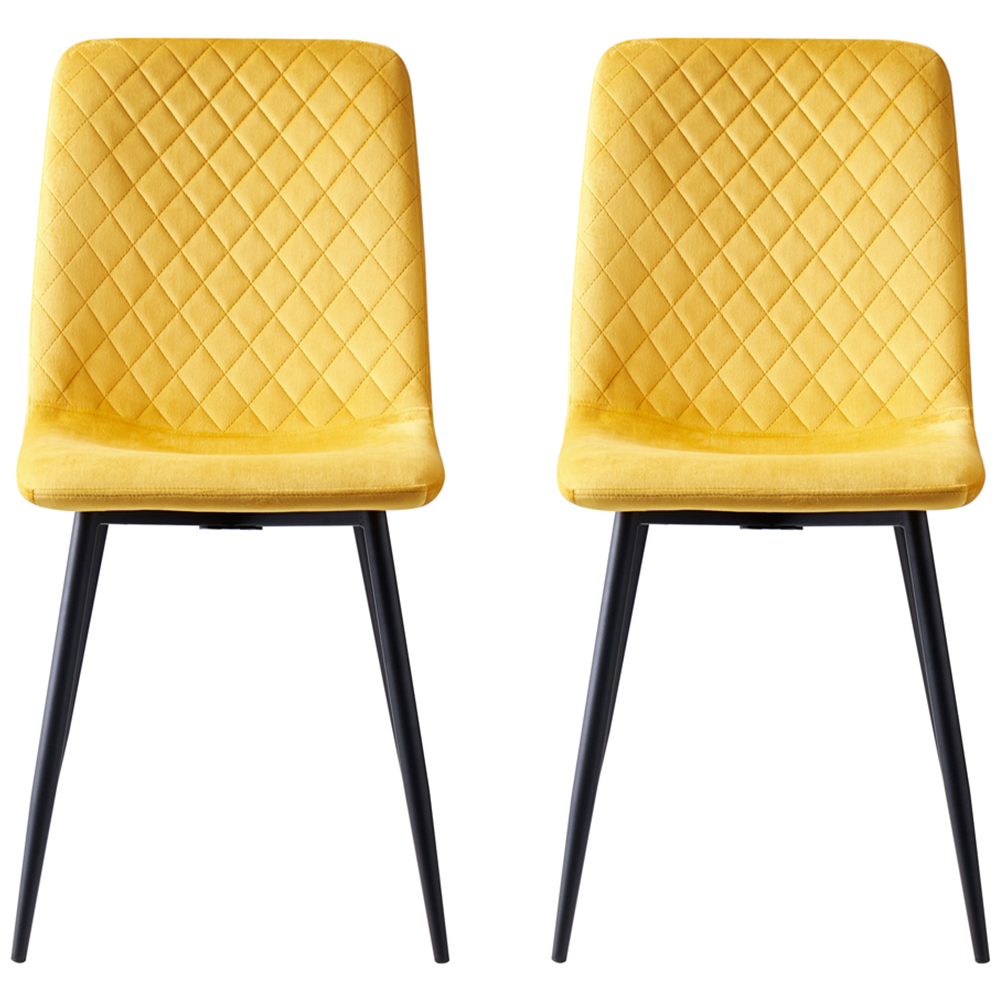 Lexi Set of 4 Yellow Velvet Fabric Dining Chairs Image 3