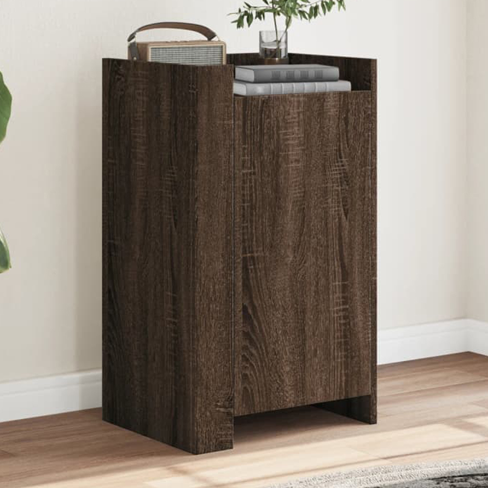 vidaXL Single Door 3 Shelf Brown Oak Sideboard Image 1