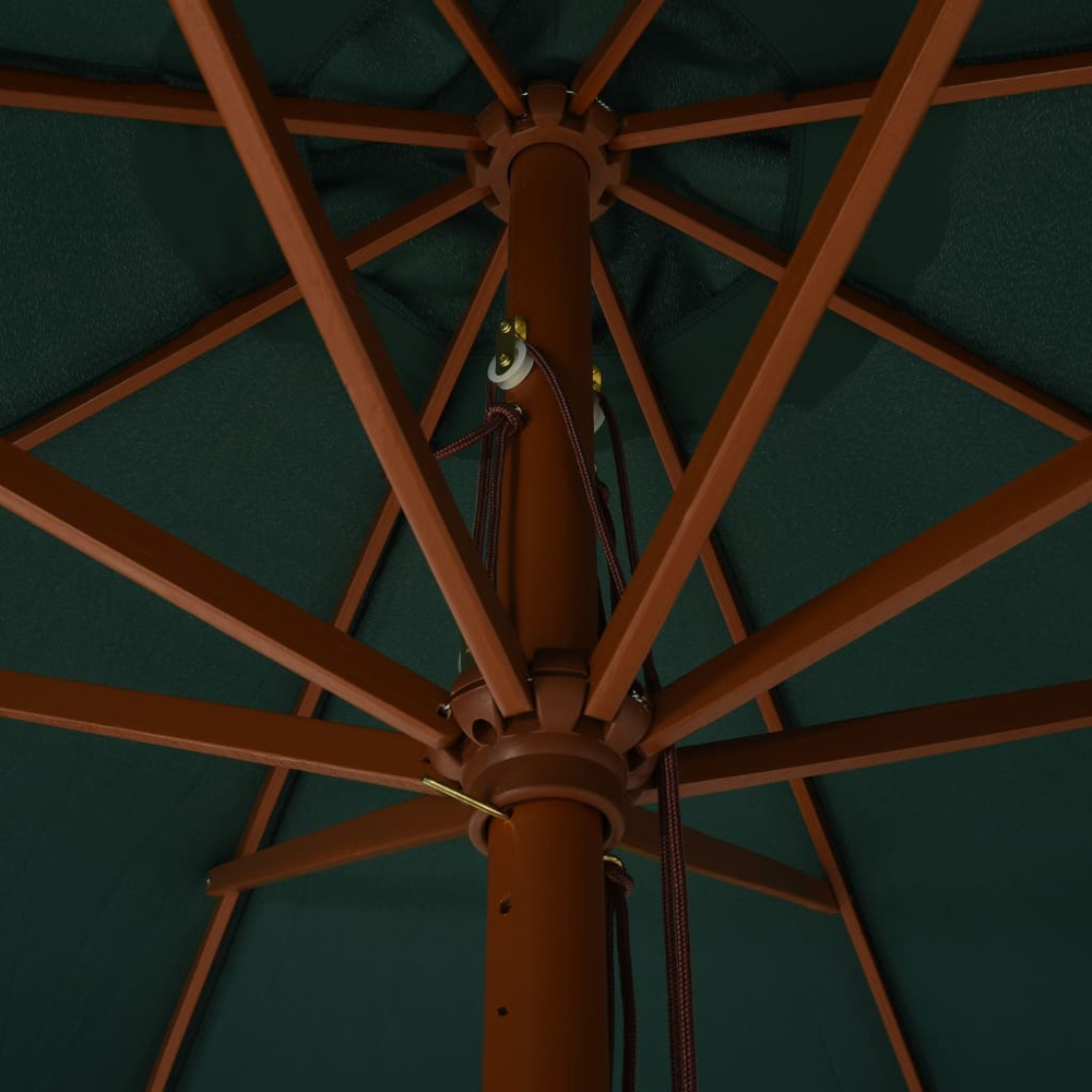 vidaXL Green Garden Parasol with Wooden Pole 3.3m Image 3
