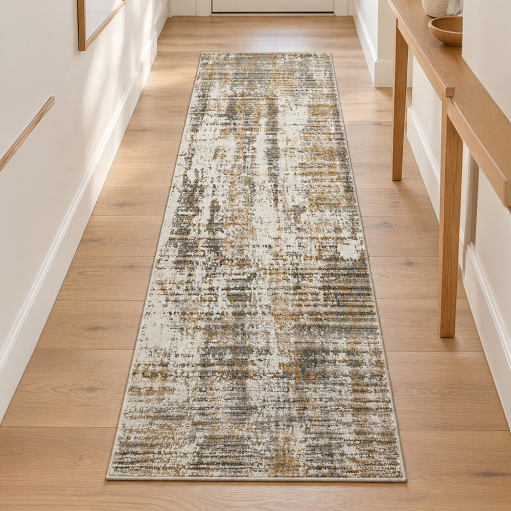 Portland Urco Theta Delta Cream Non Slip Rug 66 x 200cm Image 1