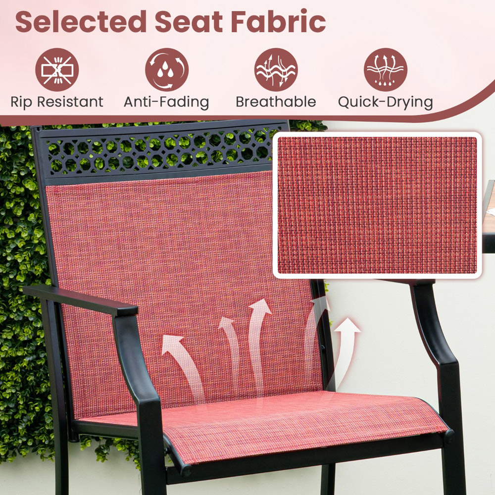Costway Set of 2 Red Outdoor Patio Chairs with Footrest Image 6