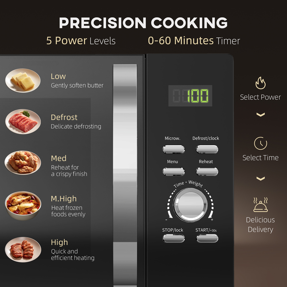 HOMCOM 800-226V70BK Black Microwave Oven 23L 800W Image 5