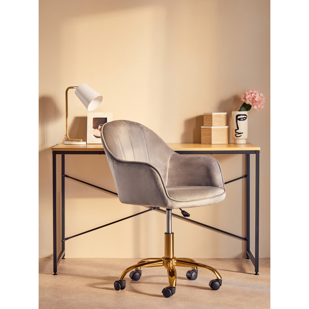 Interiors by Premier Brent Grey and Gold Swivel Office Chair Image 8
