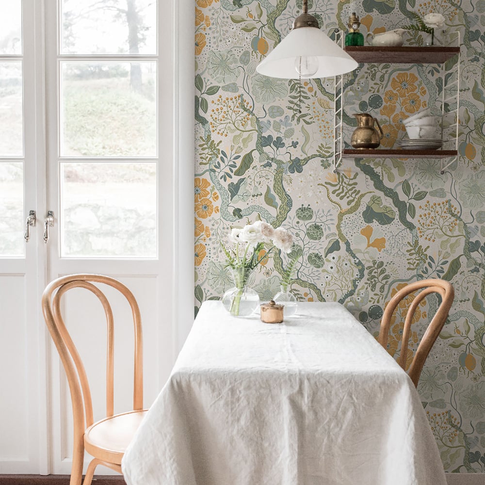 Galerie Sommarang Ann Floral White and Orange Wallpaper Image 3