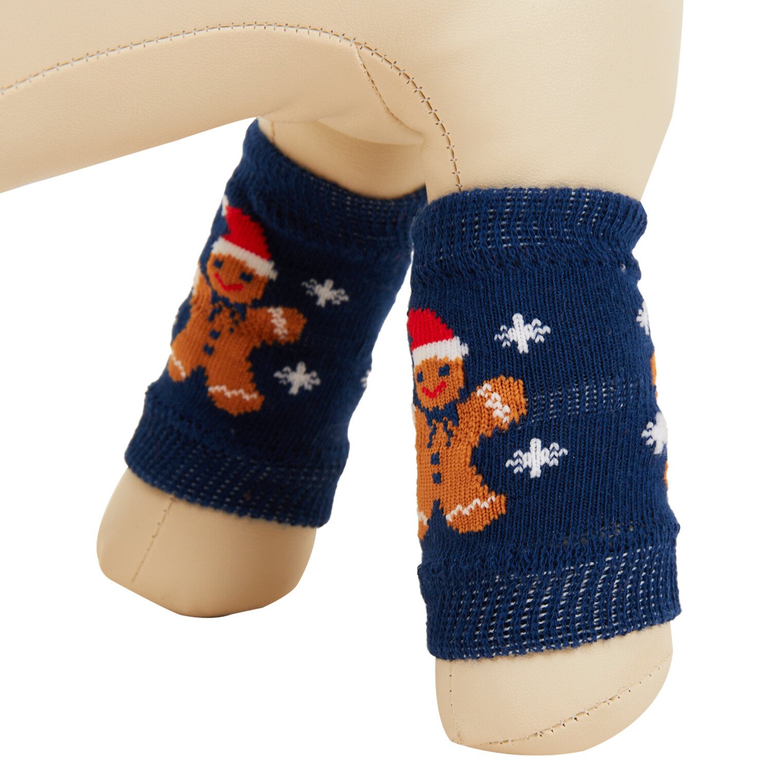 Festive Pet Leg Warmers - Blue / Gingerbread Image 3