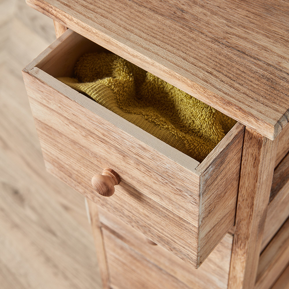 Home Source Canterbury 5 Drawer Natural Washed Solid Wood Tall Chest of Drawers Image 5