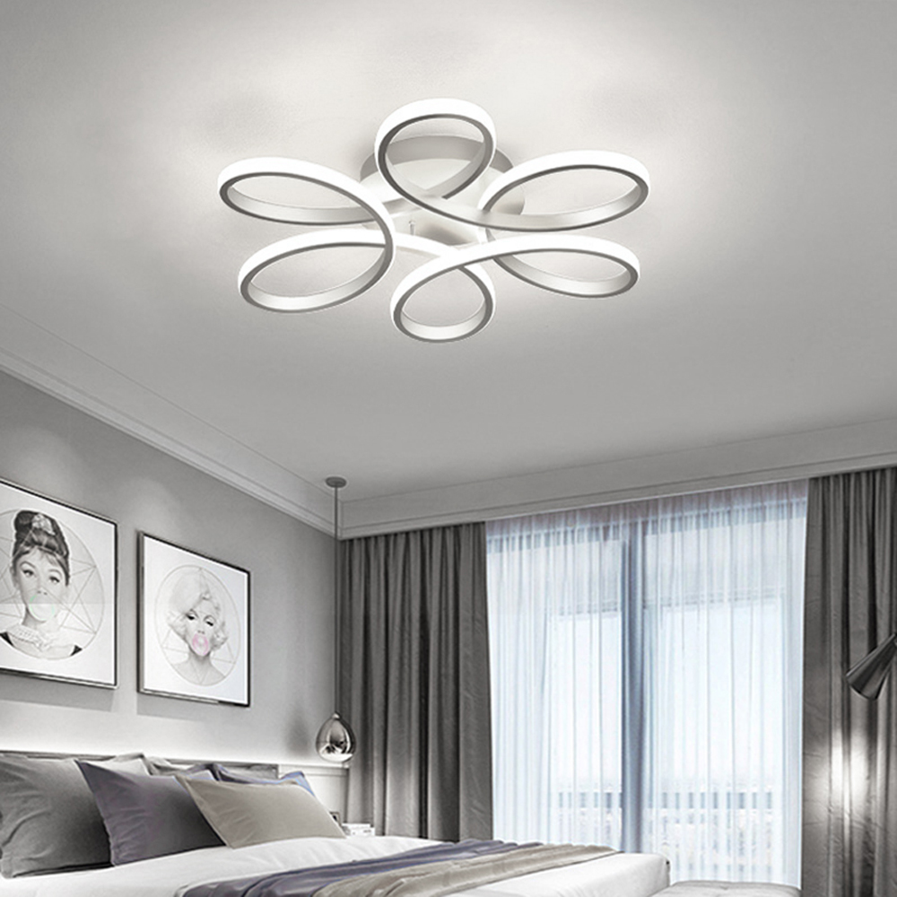 Living and Home White Petal LED Semi Flush Ceiling Light Image 2