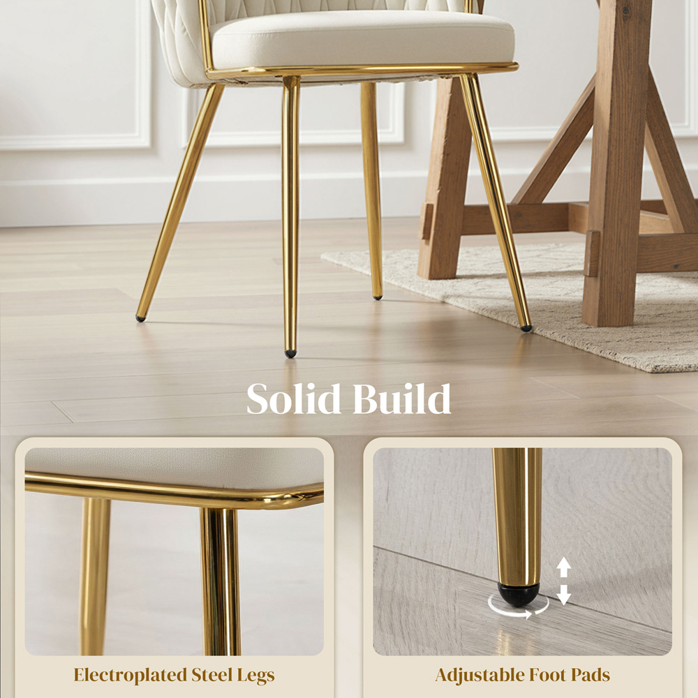 Portland Set of 2 Cream Upholstered Dining Chair  Image 7