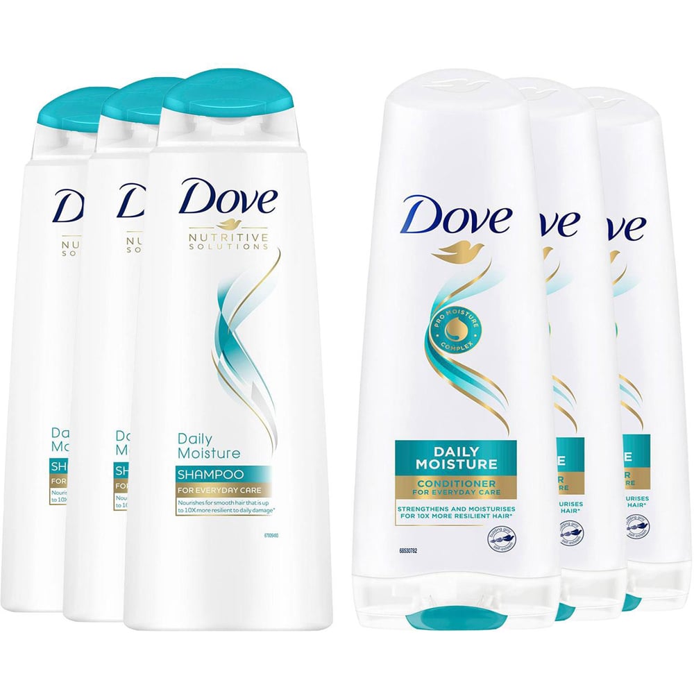Dove Nutritive Solutions Daily Moisture Shampoo 400ml and Conditioner 350ml 3 Pack Image 1
