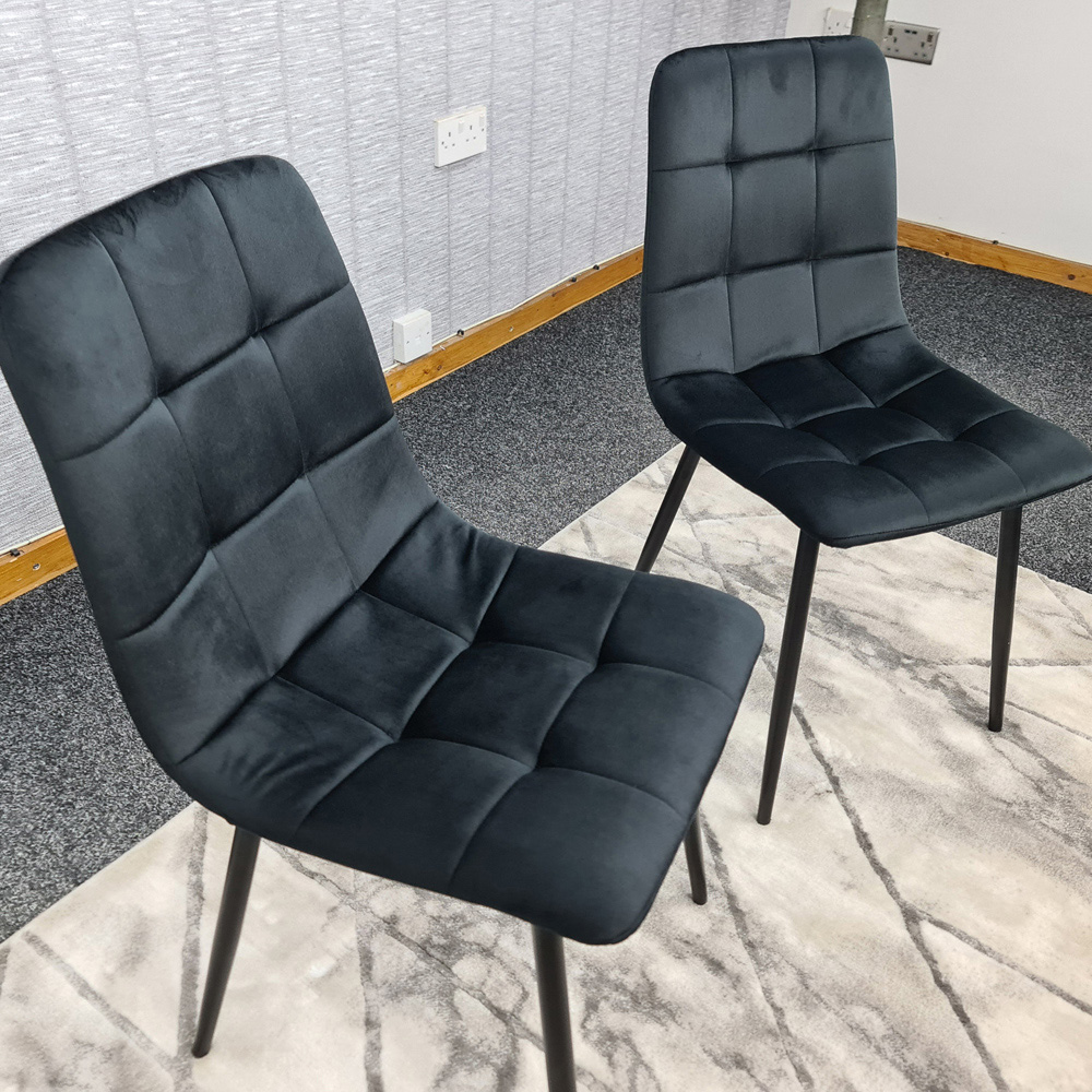 Denver Set of 2 Black Velvet Dining Chairs Image 4