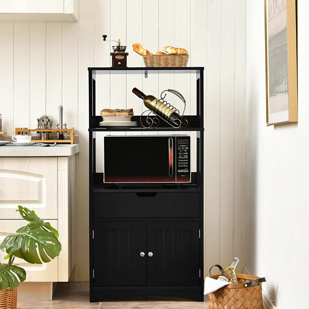 Costway Multipurpose Storage Cabinet with Drawer for Bathroom-Black Image 3