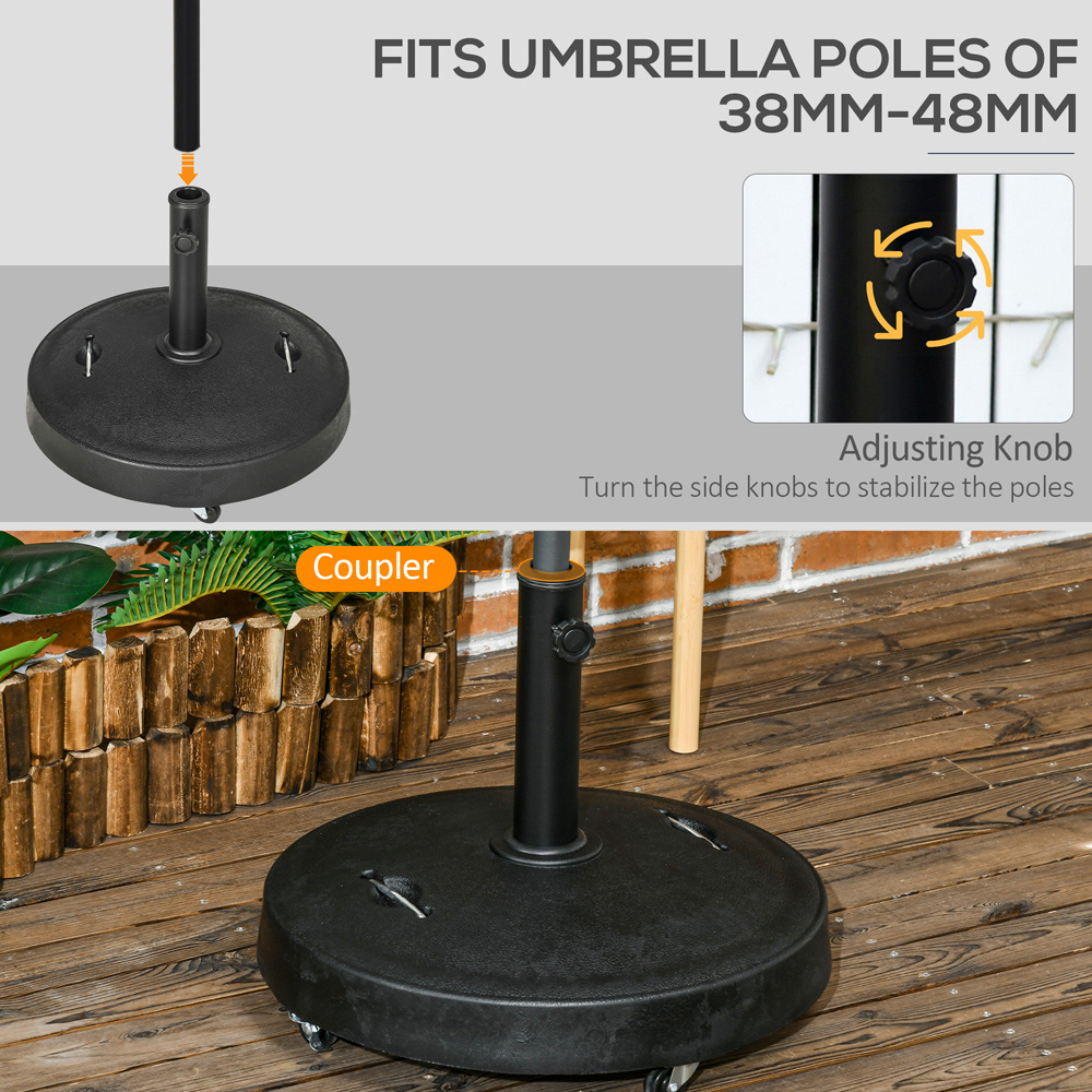 Outsunny Black Round Parasol Base with Wheels Image 4