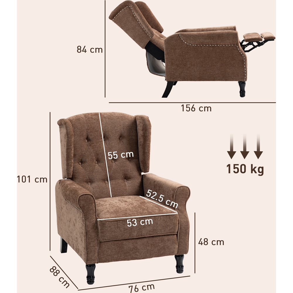 HOMCOM Brown Manual Recliner Armchair Recliner with Footrest Image 9