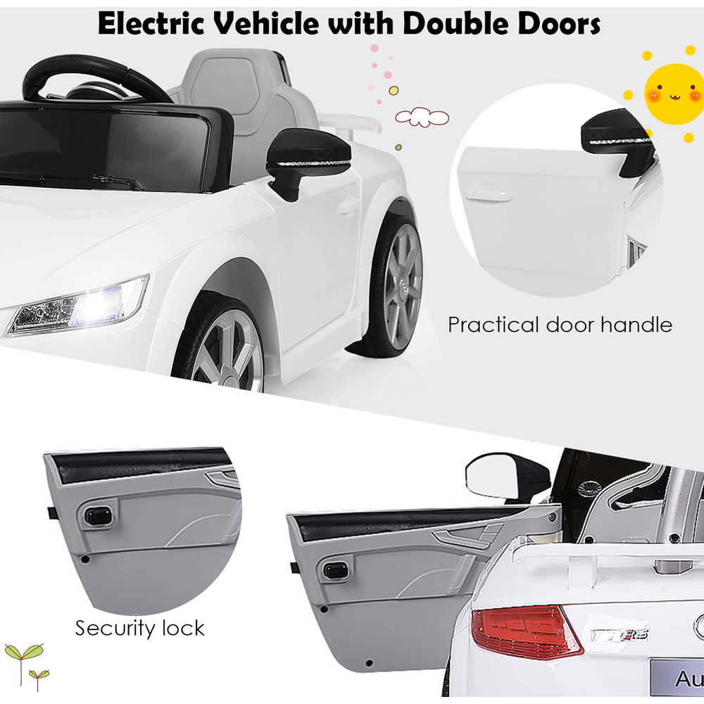Costway Kids White Licensed Audi TTRS Ride On Car with 2 Motors and MP3 Music 12V Image 7