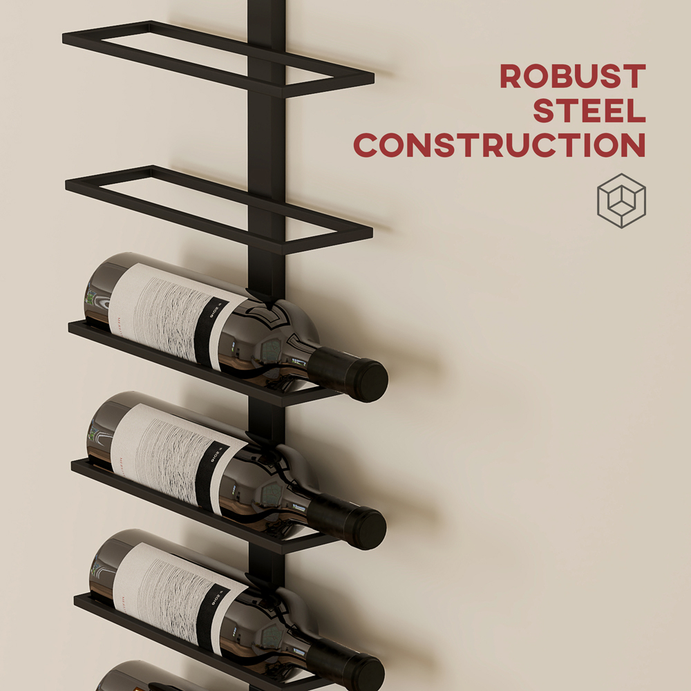 HOMCOM 10 Bottle Black Wall Mount Wine Rack Image 8
