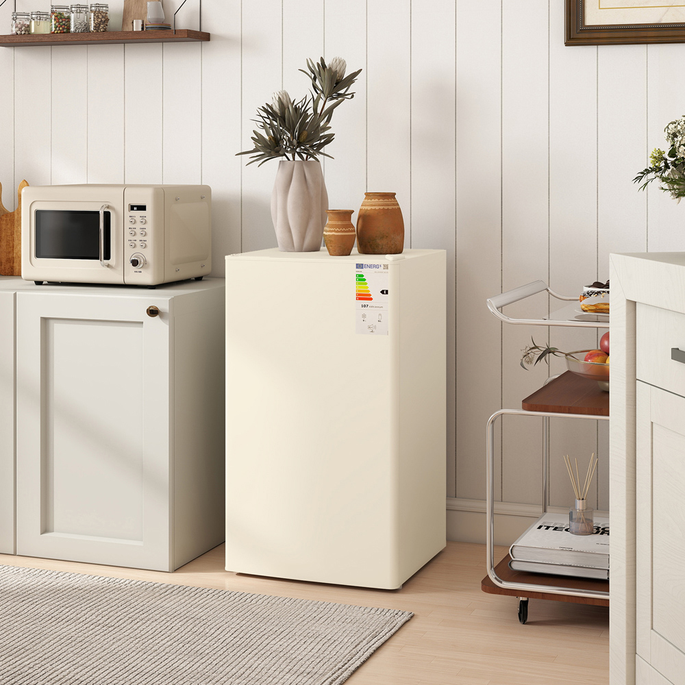 HOMCOM 800-129V70BG Beige 91L Freestanding Under Counter Fridge Image 2