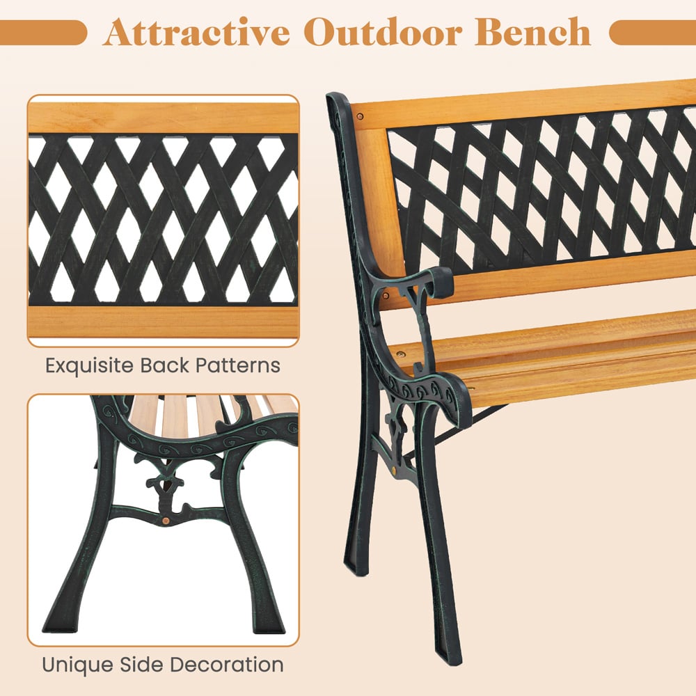 Costway 3 Seater Patio Garden Bench with Curved Armrests Image 6