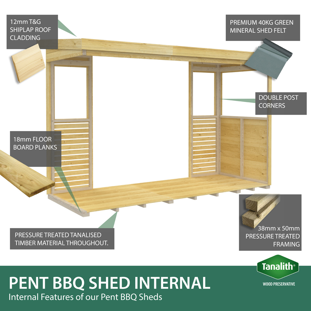DIY Sheds 12 x 8ft Pressure Treated Tongue and Groove Timber Outdoor Kitchen Shelter Image 8