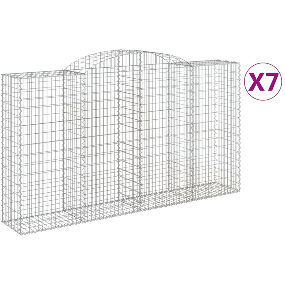 vidaXL Silver Galvanised Iron Arched Gabion Basket 300 x 50 x 160/180cm 7 Pack Image 2