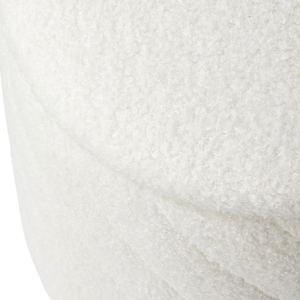 Living and Home White Teddy Fleece Round Storage Ottoman with Wood Legs Image 5