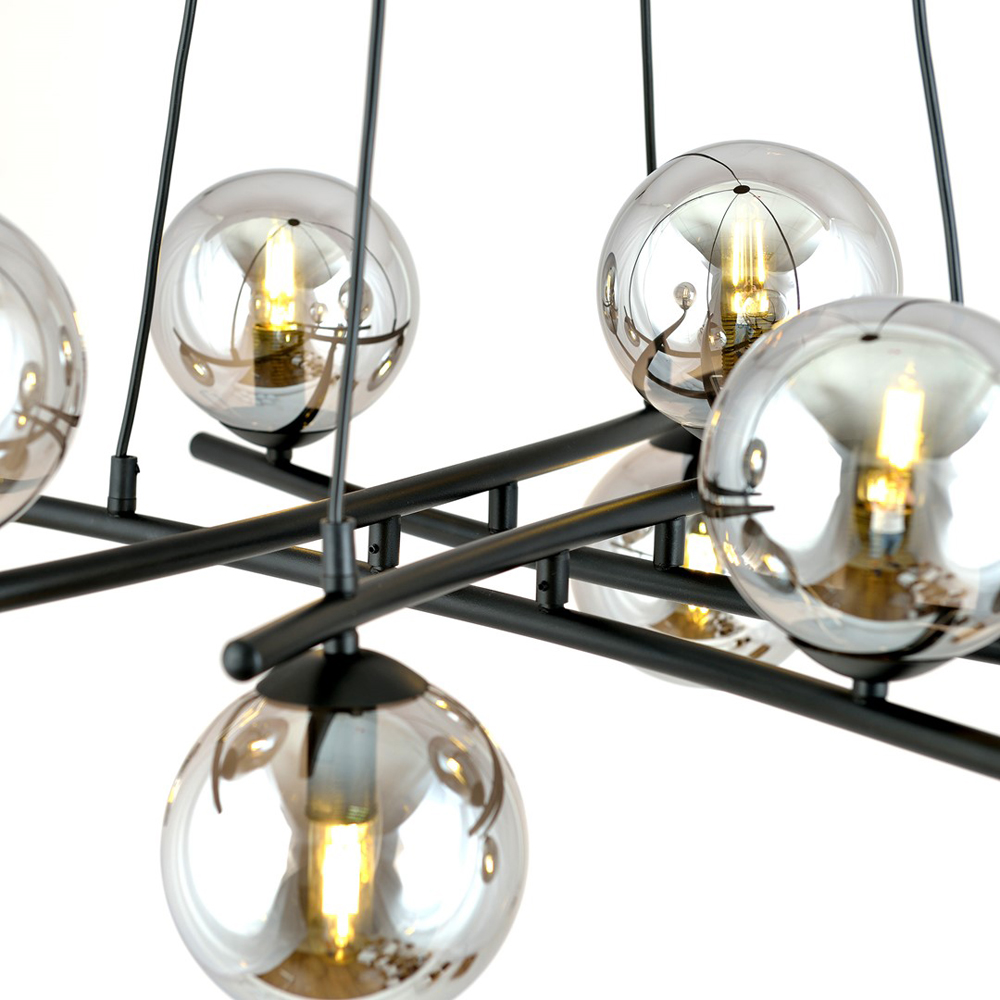 Emibig Essa 8 Light Graphite Shade Black E14 Ceiling Pendant Light Image 4