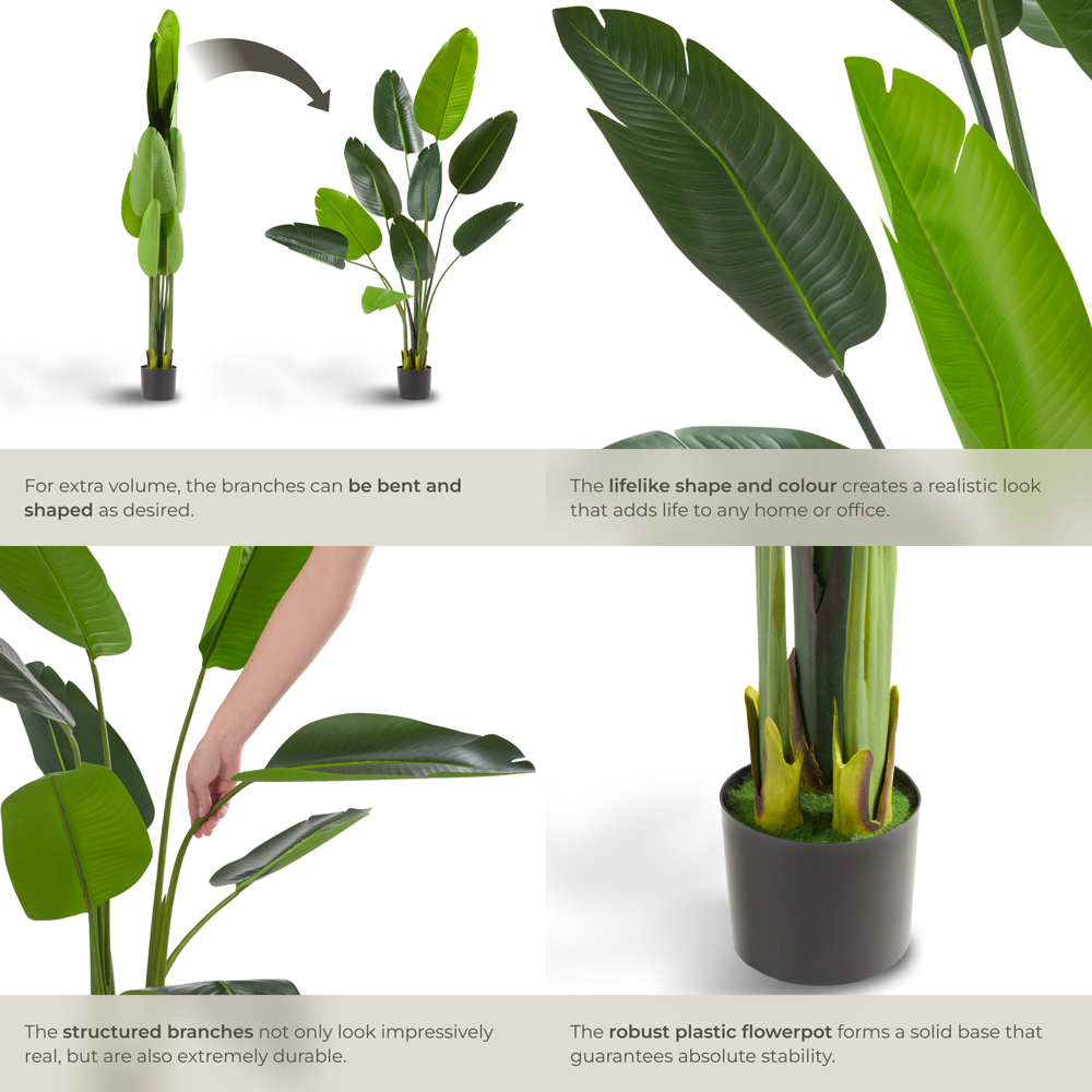 tectake Artificial Bird of Paradise Tree in Pot 160cm Image 4
