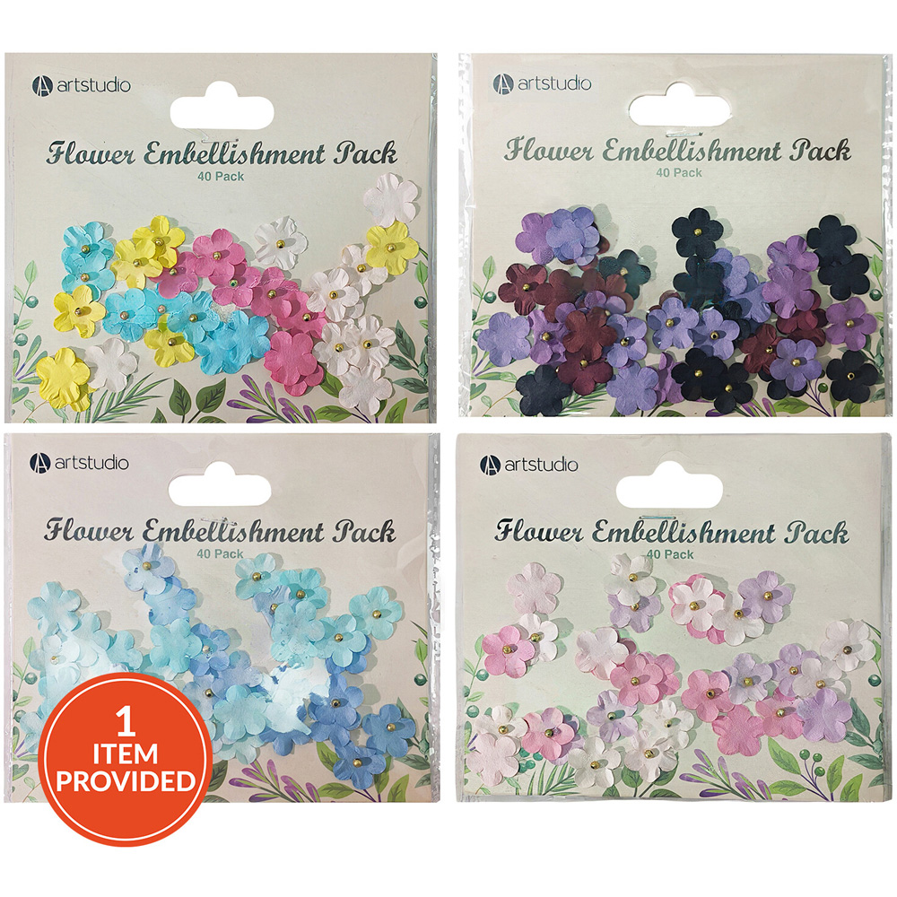 Pack of 40 Decorative Flower Embellishments Image 1