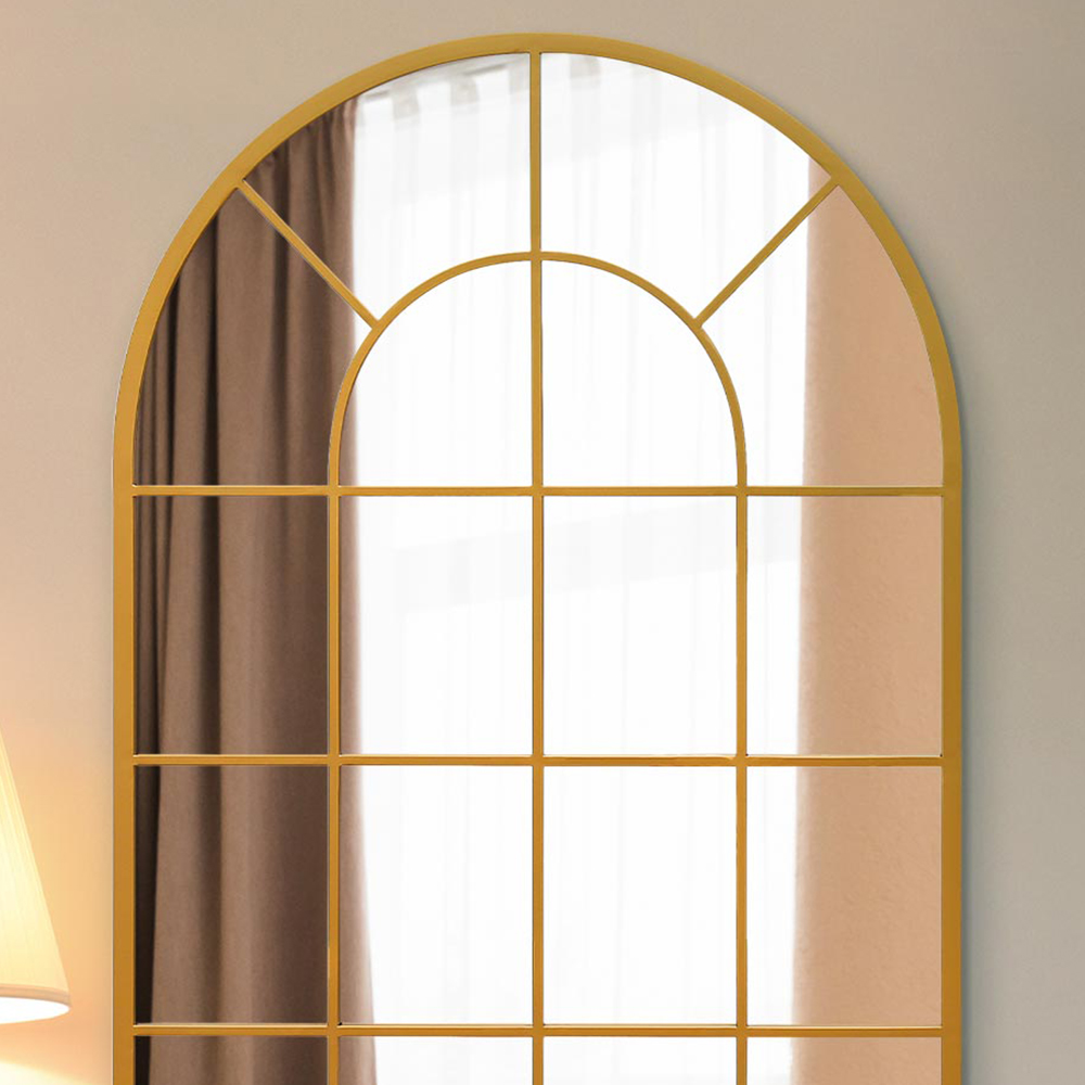 The Arcus Gold Window Metal Leaner Wall Mirror 120 x 80cm Image 5