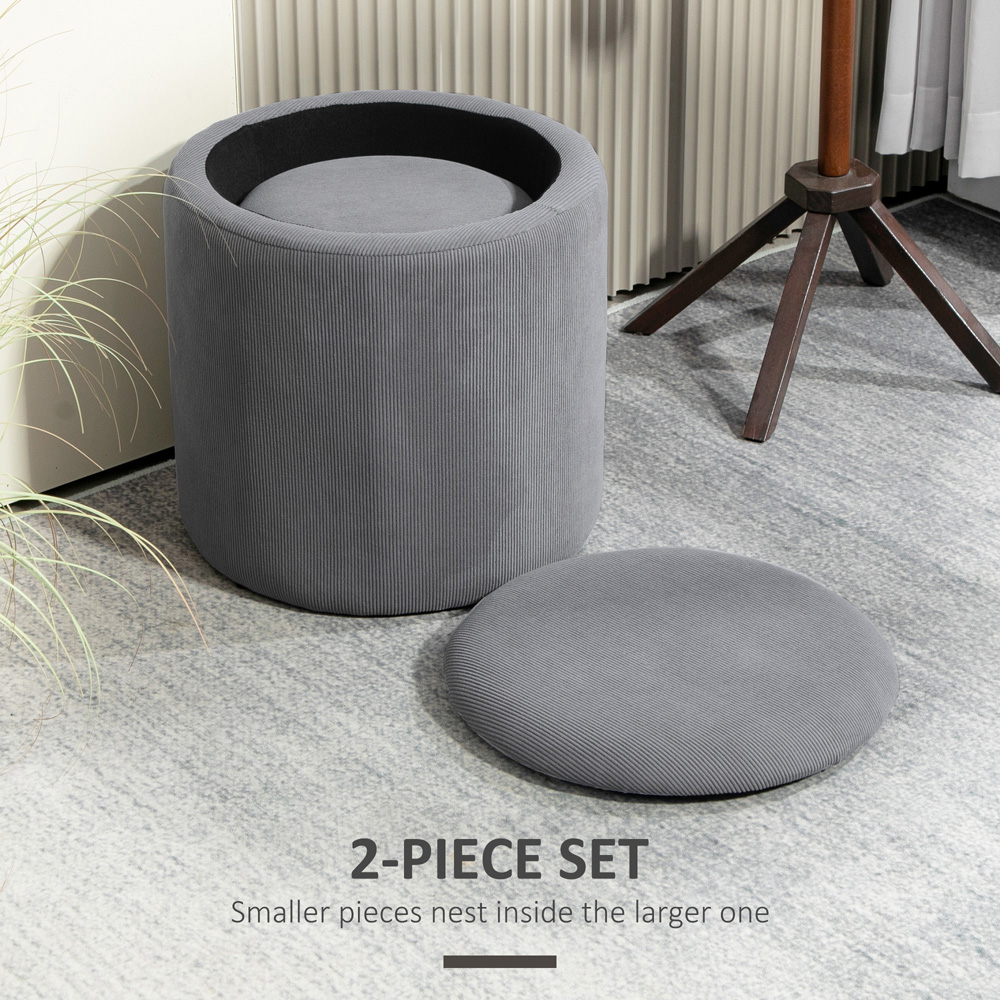 HOMCOM Corduroy Ottoman Footstool Set of 2 Image 5