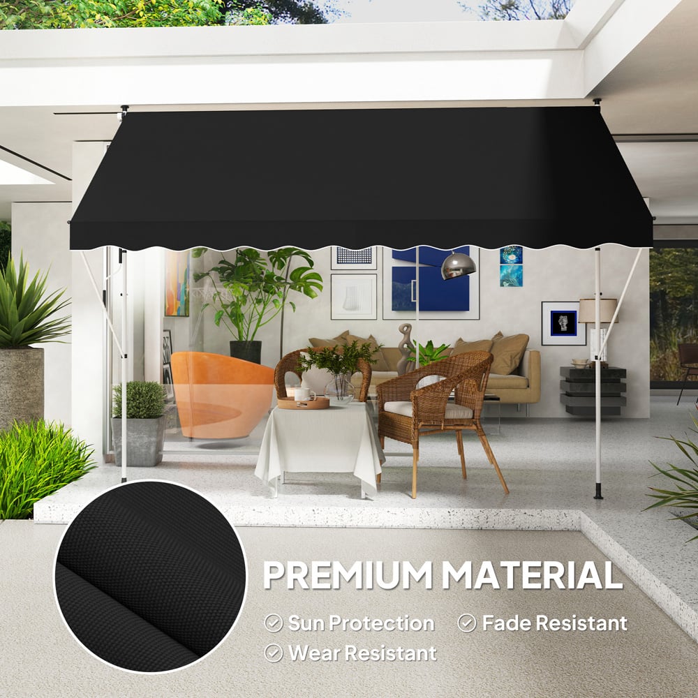 Outsunny 3 x 1.5m Black Retractable Awning Image 4