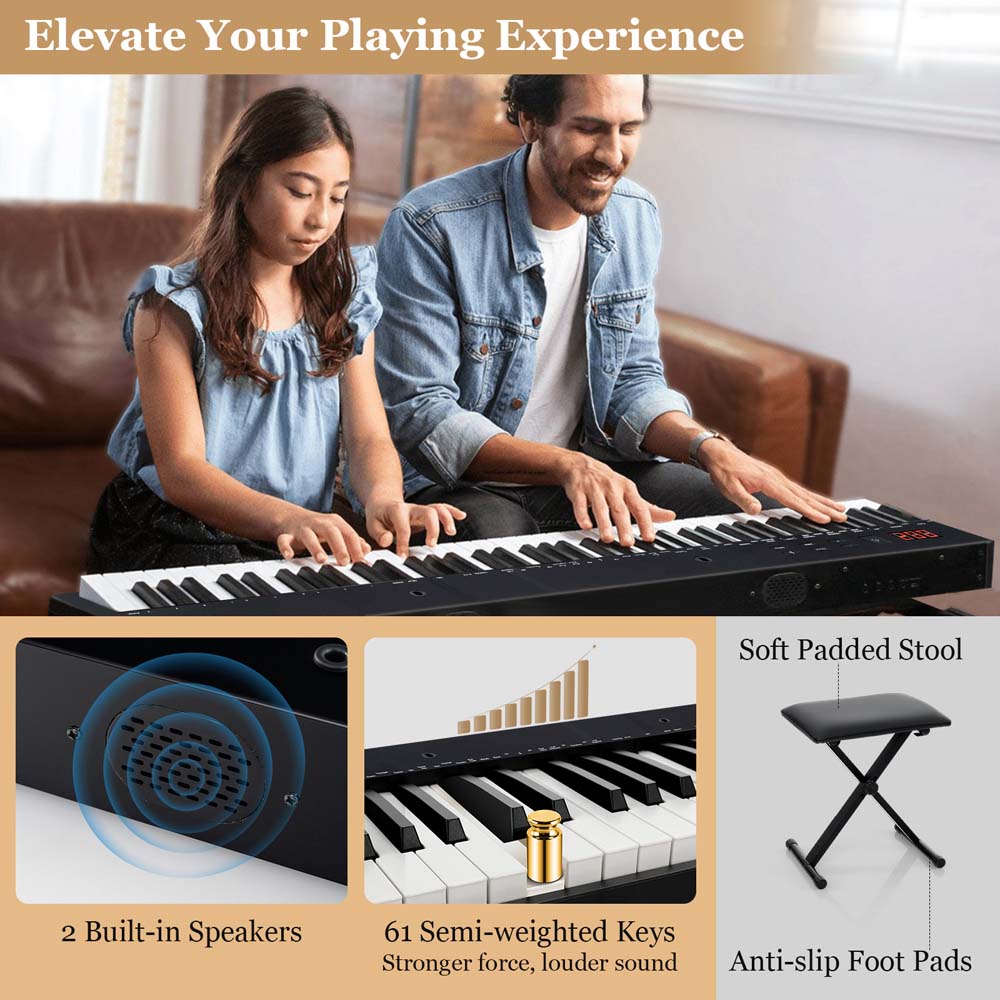 Costway MU10106GB 61 Key Portable Electronic Keyboard Piano with Stand Image 3
