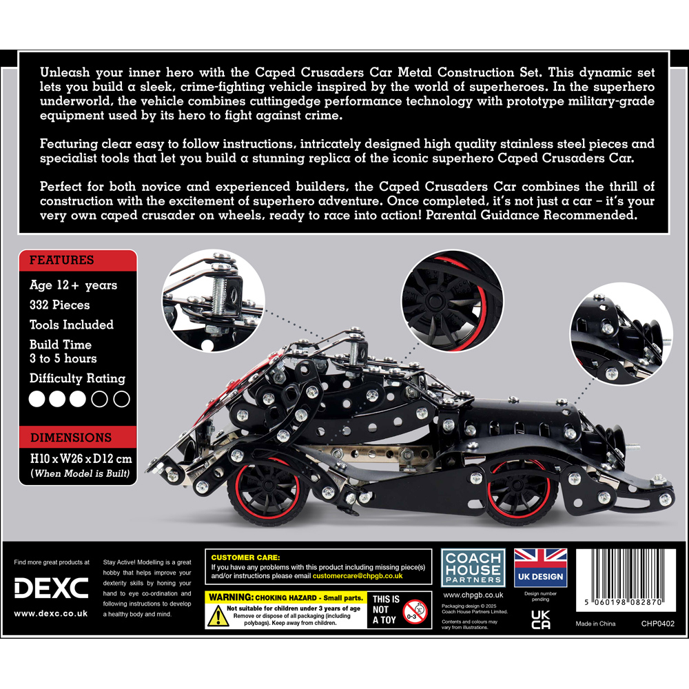 Metal Caped Crusaders Car 332 Piece Construction Set Image 3