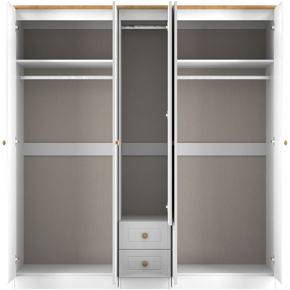 Crowndale Warwick 5 Door 2 Drawer White Ash and Modern Oak Wardrobe Ready Assembled Image 6