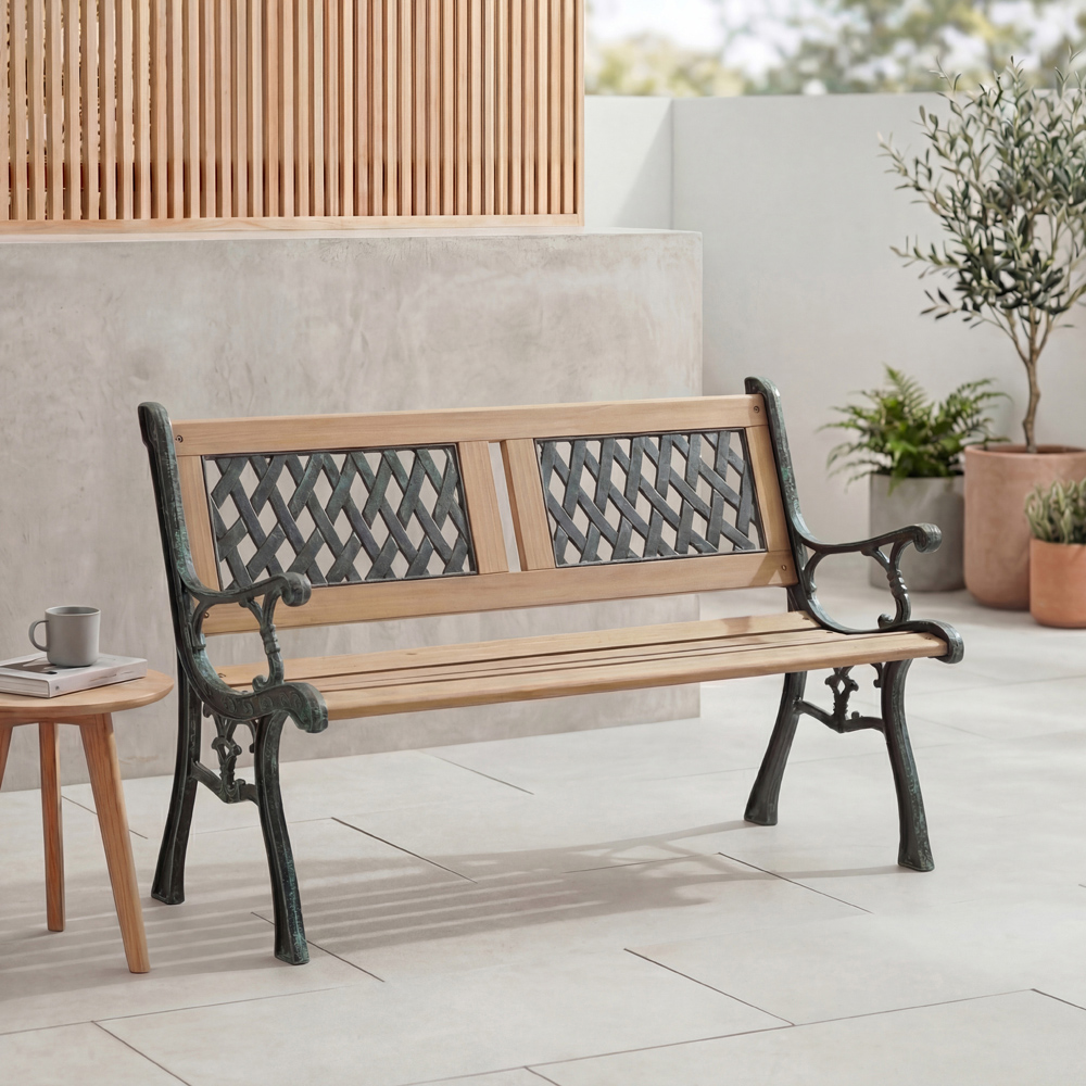 GARDEN VIDA Twin Cross Style Garden Bench Image 7