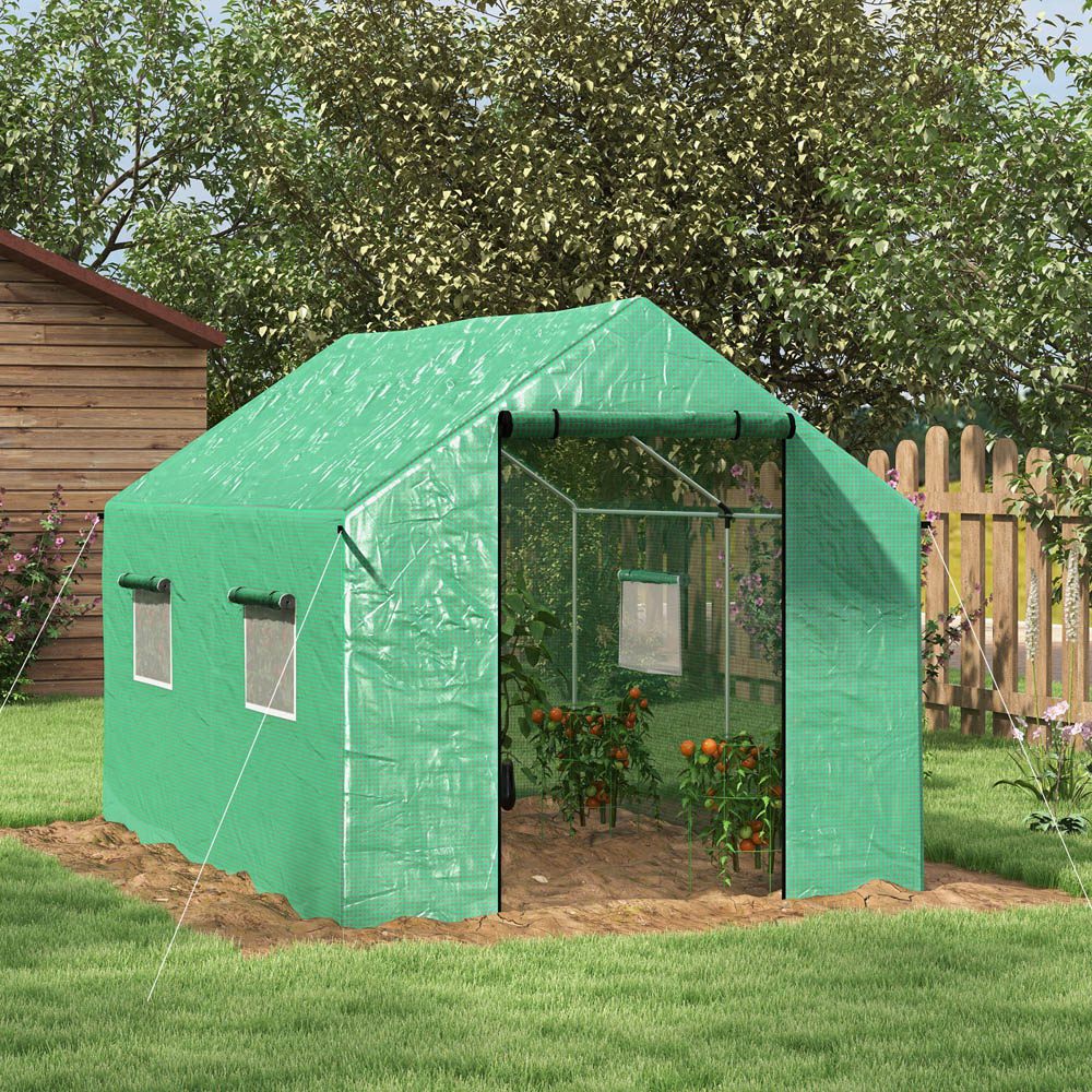 Outsunny Green Polyethylene 2 x 3m Walk In Greenhouse Image 2