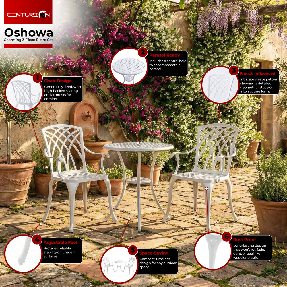 Centurion Supports OSHOWA 2 Seater White Bistro Set Image 6