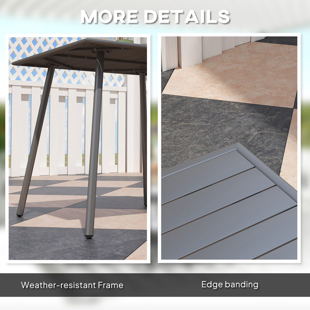 Outsunny 4 Seater Slate Top Steel Garden Dining Table Grey Image 6