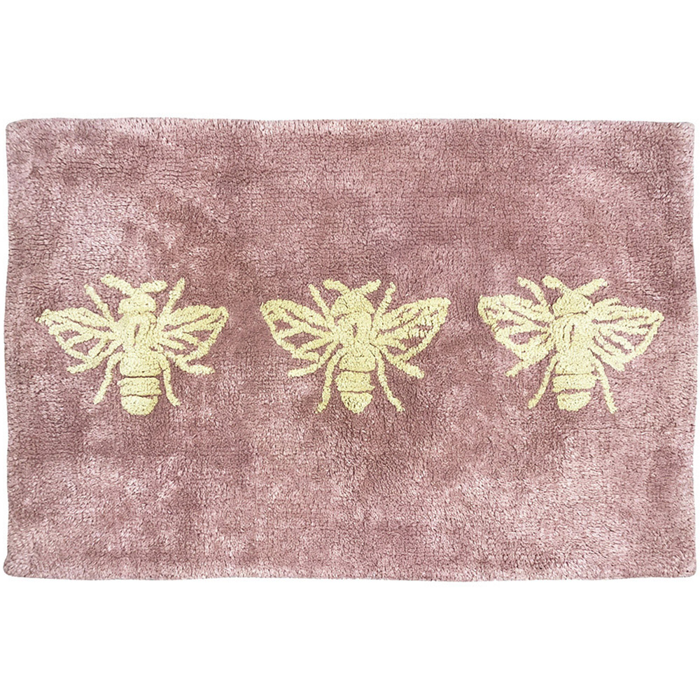 furn. Bee Deco Cotton Anti-Slip Blush Bath Mat Image 1