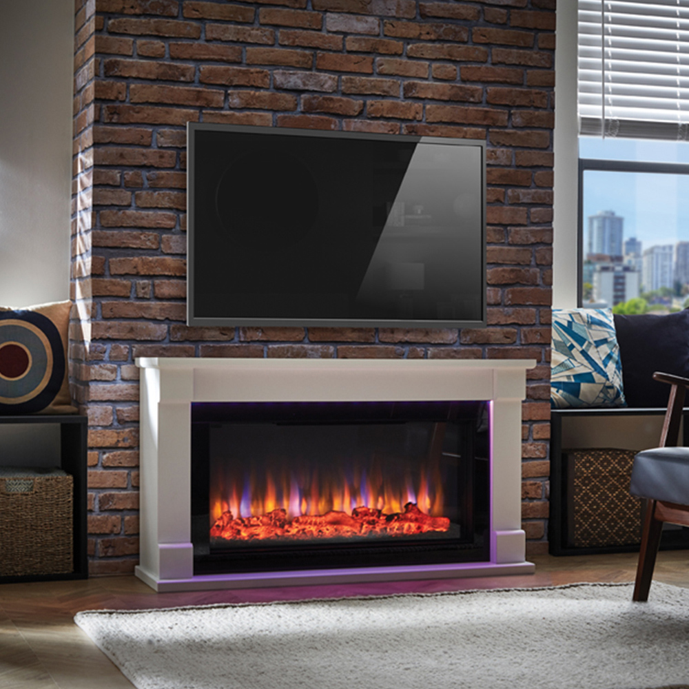Suncrest Bradbury Ambience White and High Gloss Black Textured Electric Suite Image 4