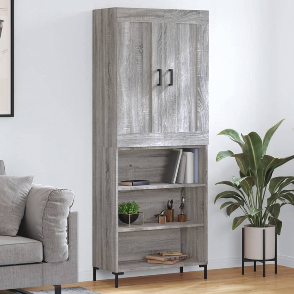 vidaXL 2 Door 3 Shelf Grey Sonoma Highboard Image 1
