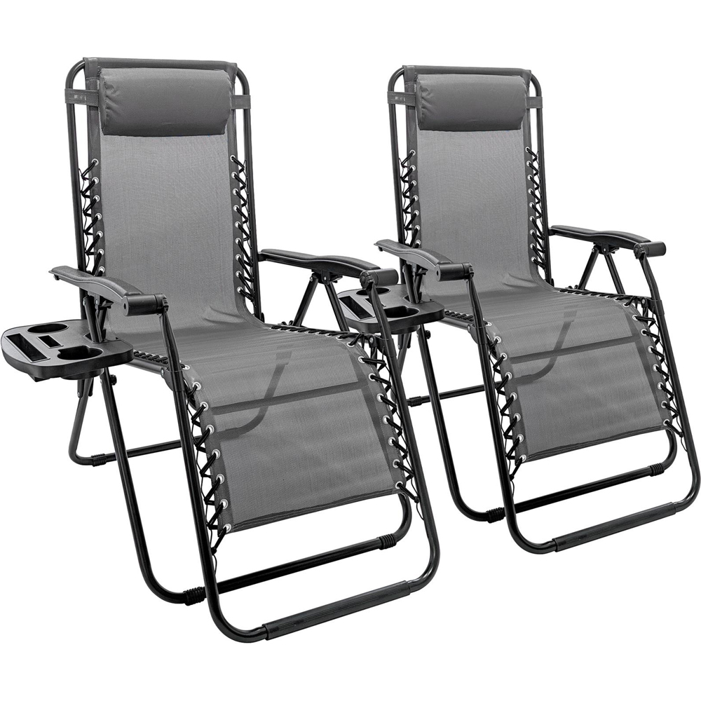 Harbour Housewares Grey Zero Gravity Garden Chair 2 Pack Image 2