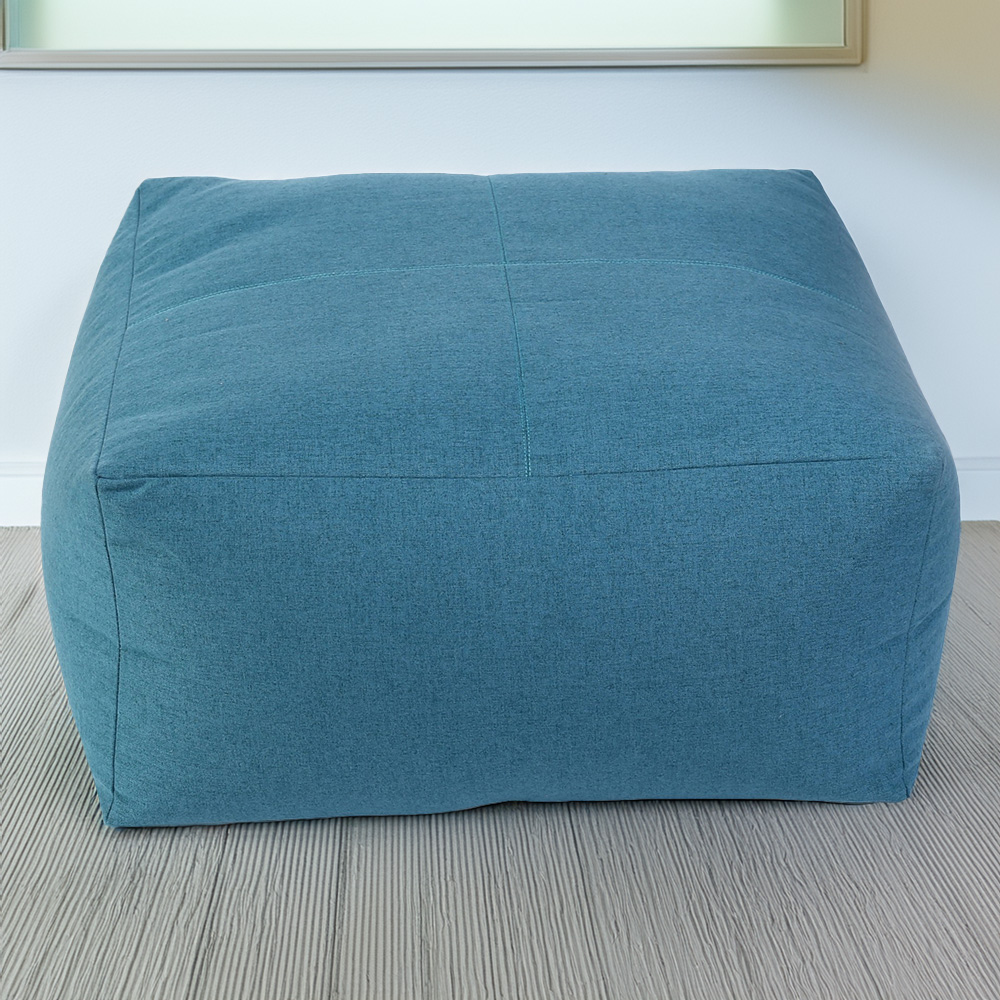 Kaikoo Blue Brushed Fabric Square Slab Bean Bag with Top Quilting Image 1