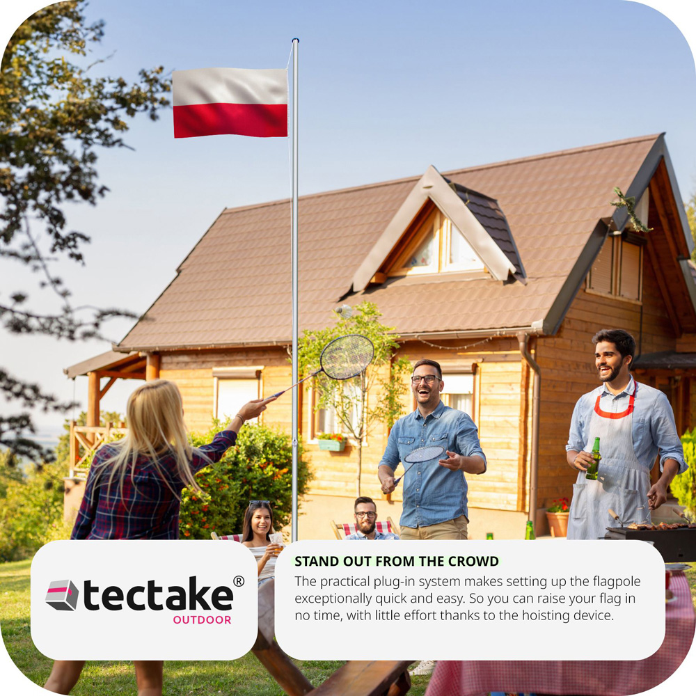 tectake Poland Flag with Flagpole 6.25m Image 4