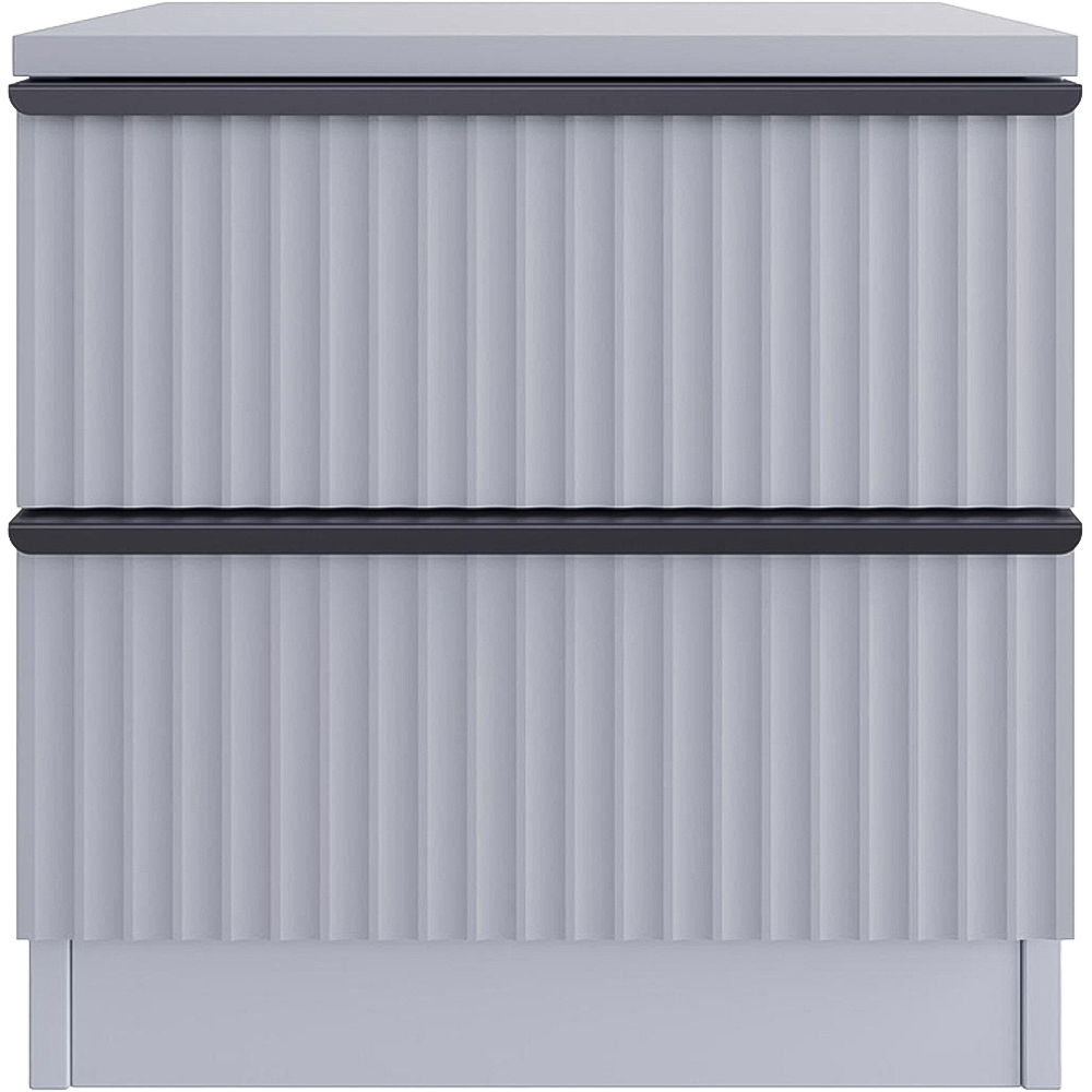 FWStyle Lania 2 Drawer Dark Grey Scalloped Ripple Effect Bedside Table Image 4