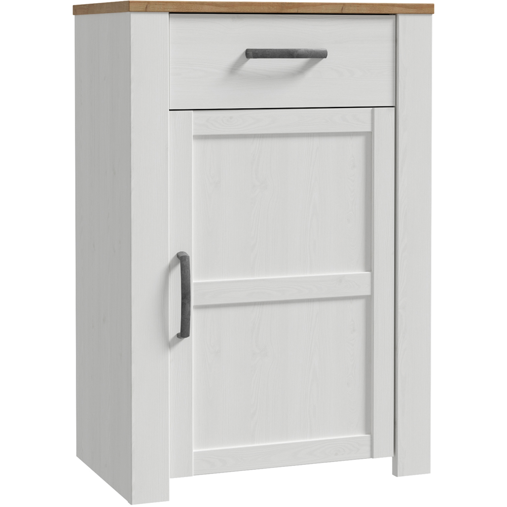 Florence Bohol Single Door Single Drawer Riviera Oak and White Shoe Cabinet Image 2